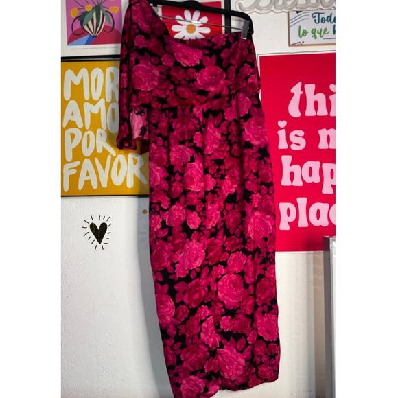 DO+BE One Shoulder Floral Dress – Size L – Ruched Midi – Elegant - Picture 2 of 5